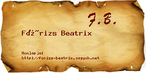 Fórizs Beatrix névjegykártya